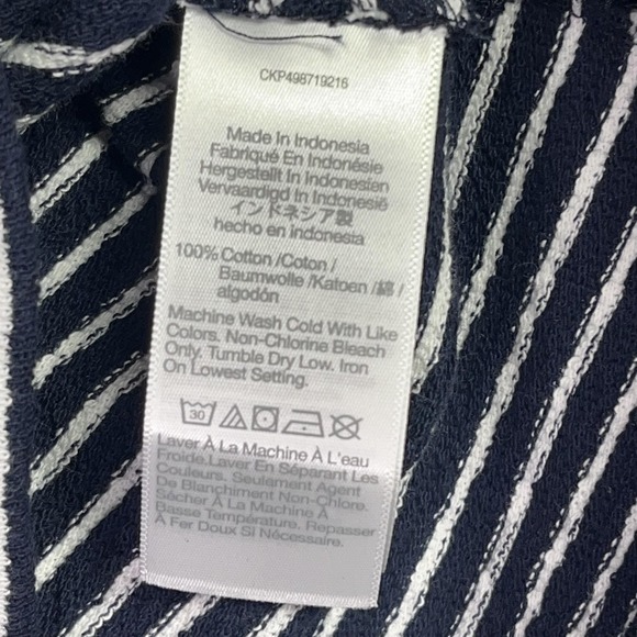 Madewell Top Womens XS Navy White Striped Henley Elbow Sleeve Cotton Knit Tee - Picture 7 of 9
